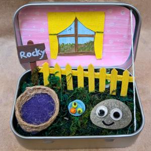 Photo of mini pet rock habitat.